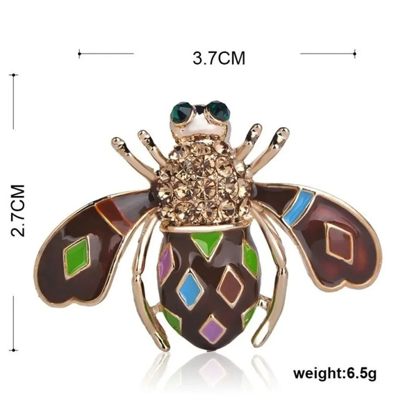 VQ Enamel Bee Brooch - Picture 4 of 7